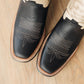 Classic Square Boot - Jet Black and Pale Ivory