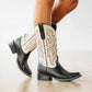Classic Square Boot - Jet Black and Pale Ivory