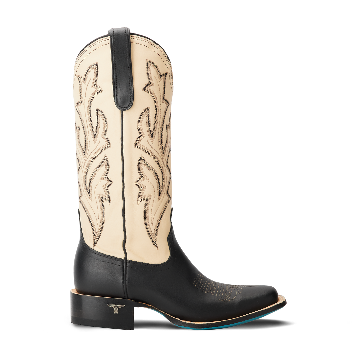 Classic Square Boot - Jet Black and Pale Ivory