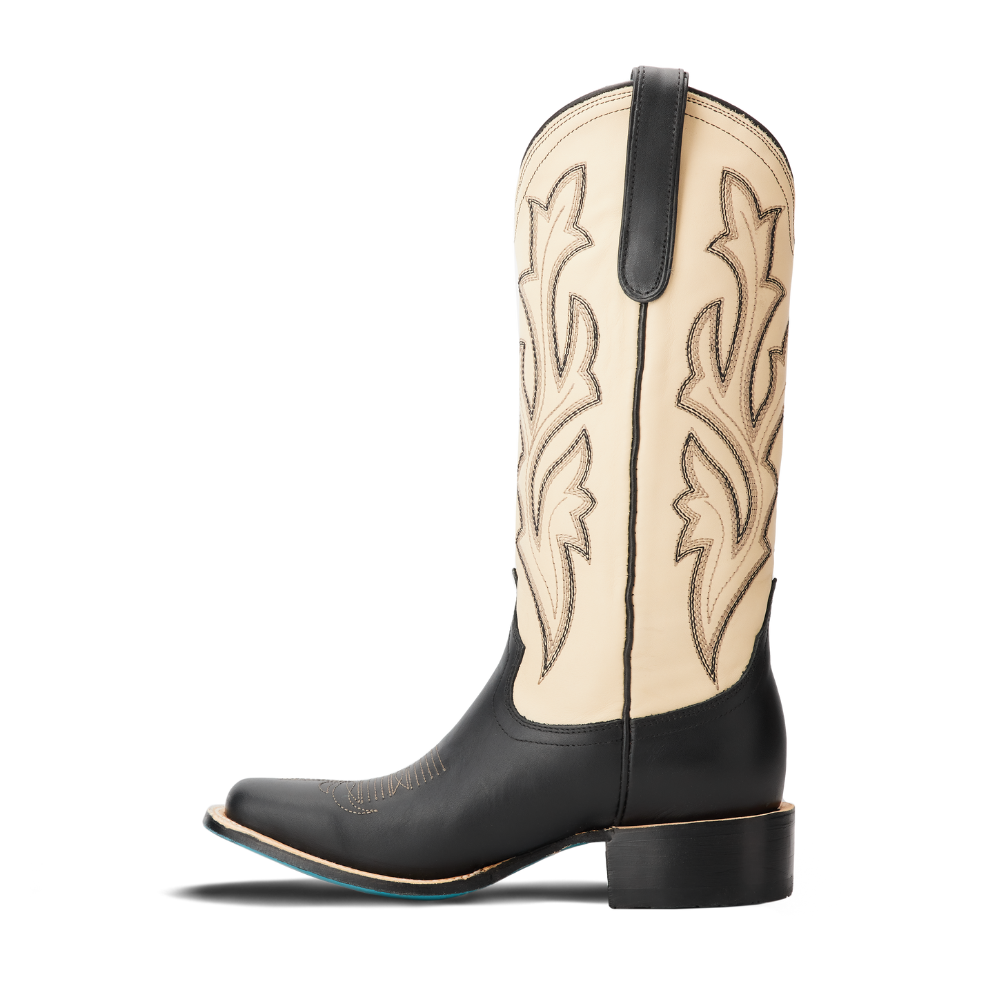 Classic Square Boot - Jet Black and Pale Ivory