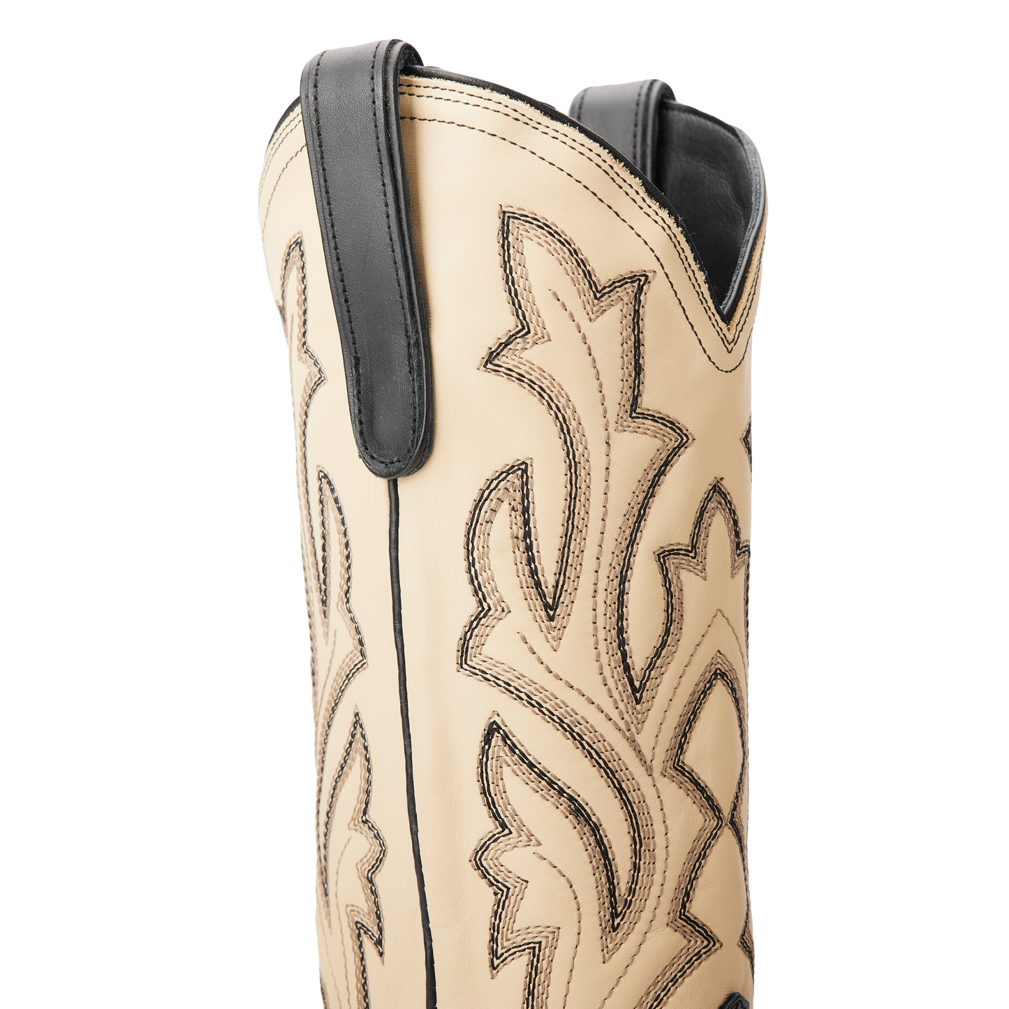 Classic Square Boot - Jet Black and Pale Ivory