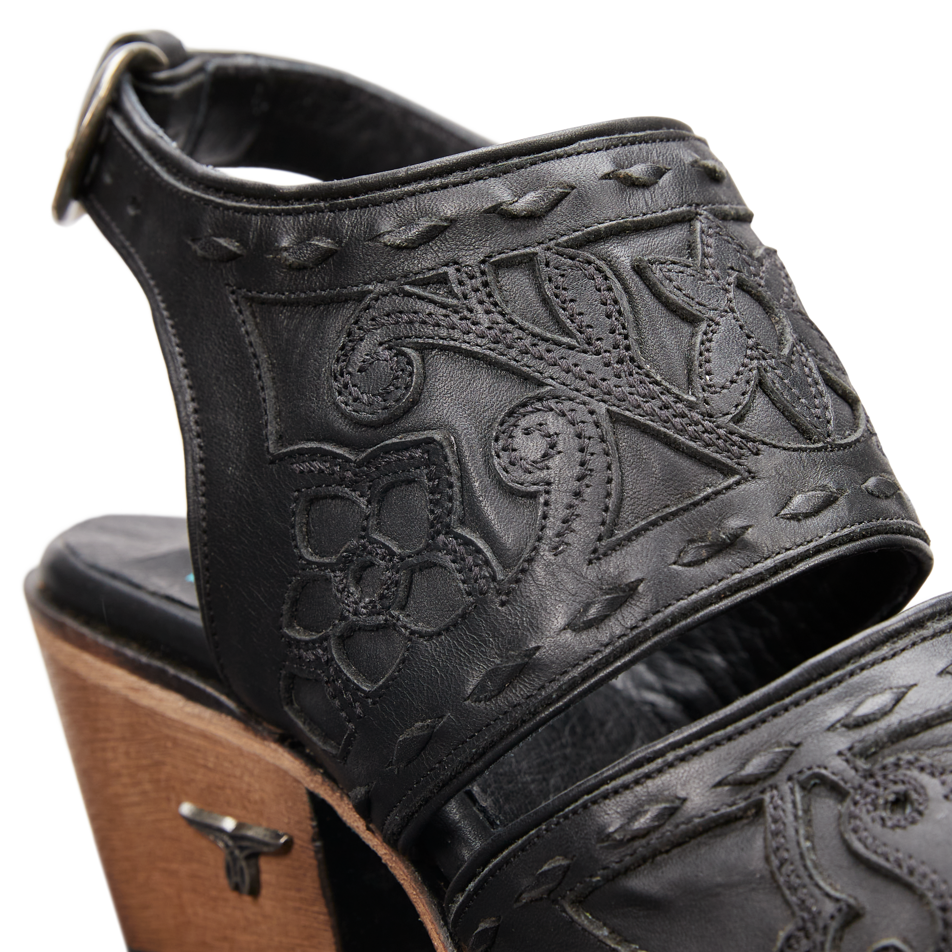 Black leather Robin Mule sandal detail