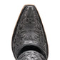 Black leather floral embroidered mule boot