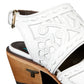 White leather Robin Mule sandal with floral cutouts