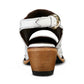 White leather sandal with wooden heel