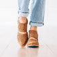 Robinslingback mule in desert clay with floral detail