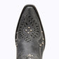 Distressed jet black Cossette boot detail