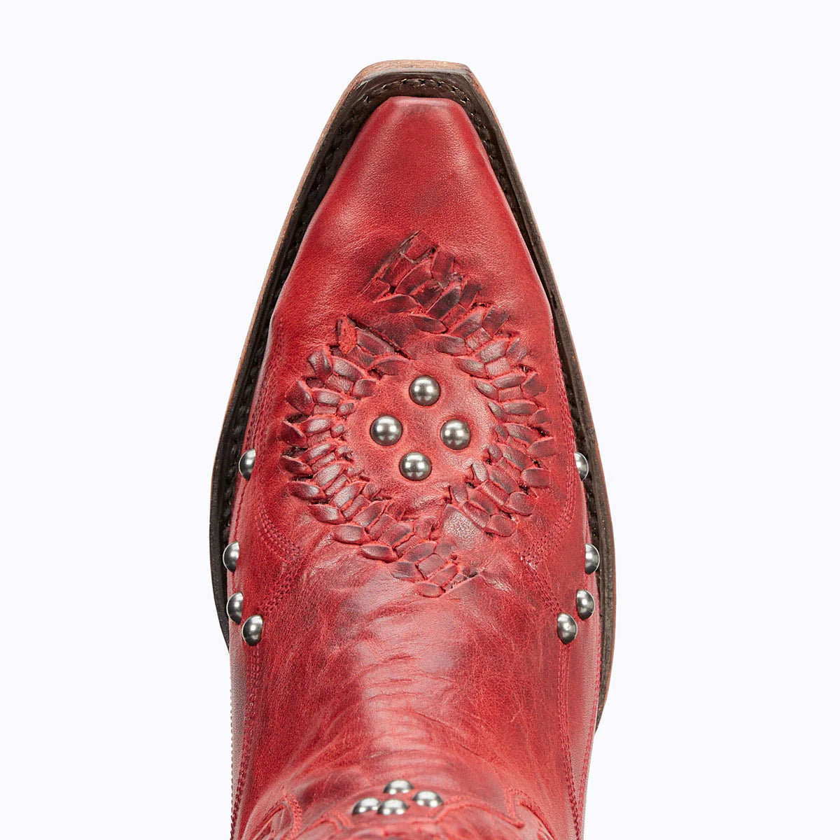 Red leather Cossette boot, Julianna Roja design.