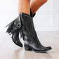 Black fringed Senita Falls cowboy boots