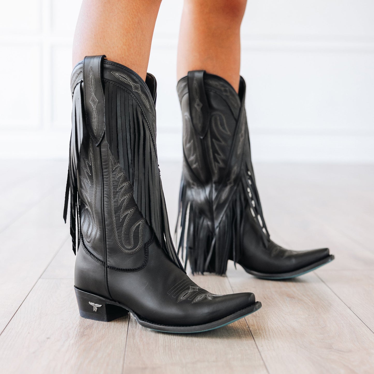 Black fringe cowboy boots - Senita Falls style