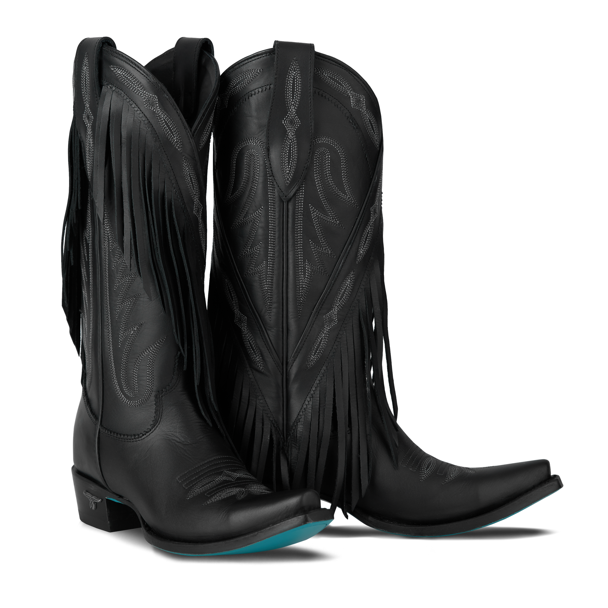 Senita Falls Jet Black Fringe Cowboy Boots
