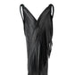 Black leather Senita Falls handbag with fringe.