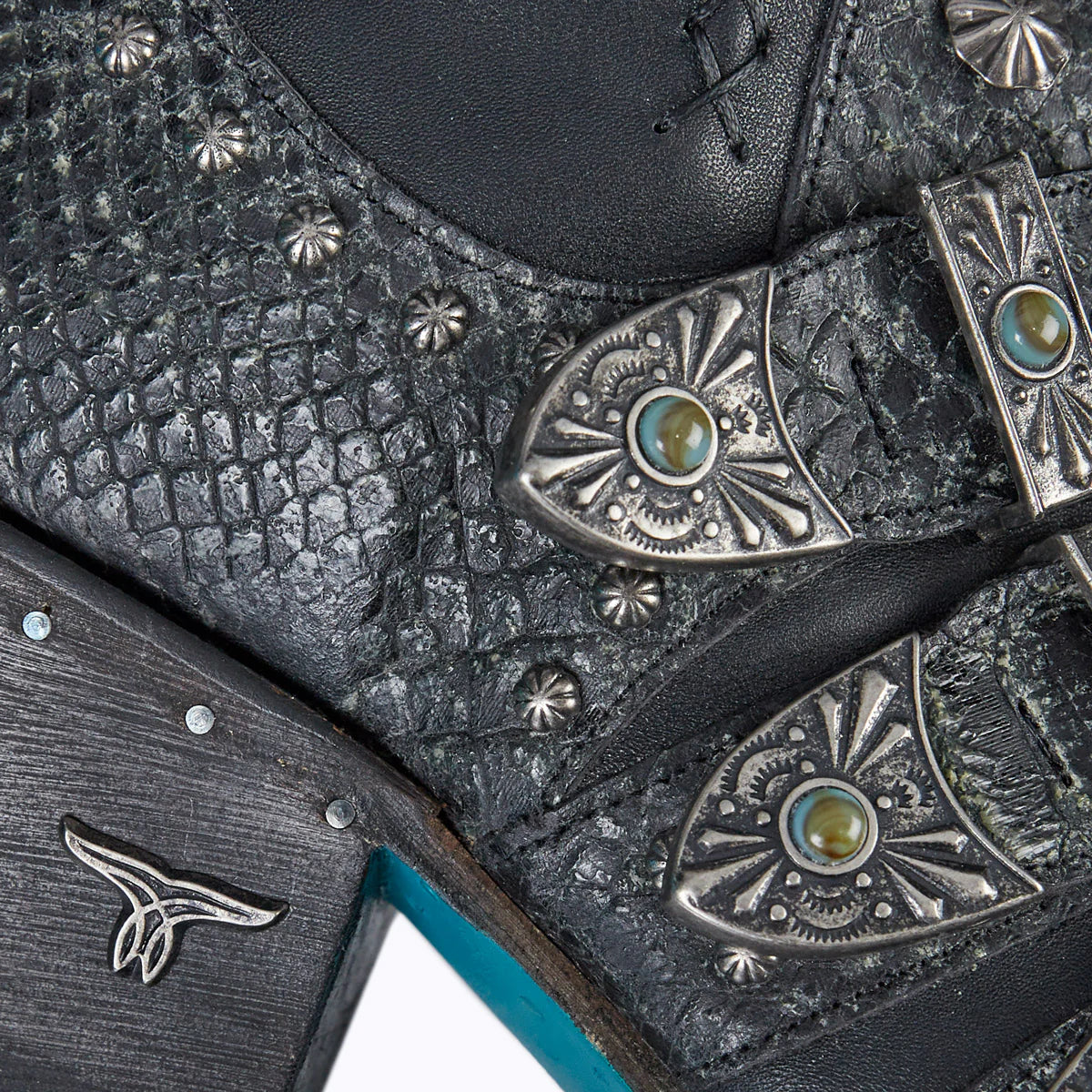 Black Mamba Showdown Bootie with Silver Buckles