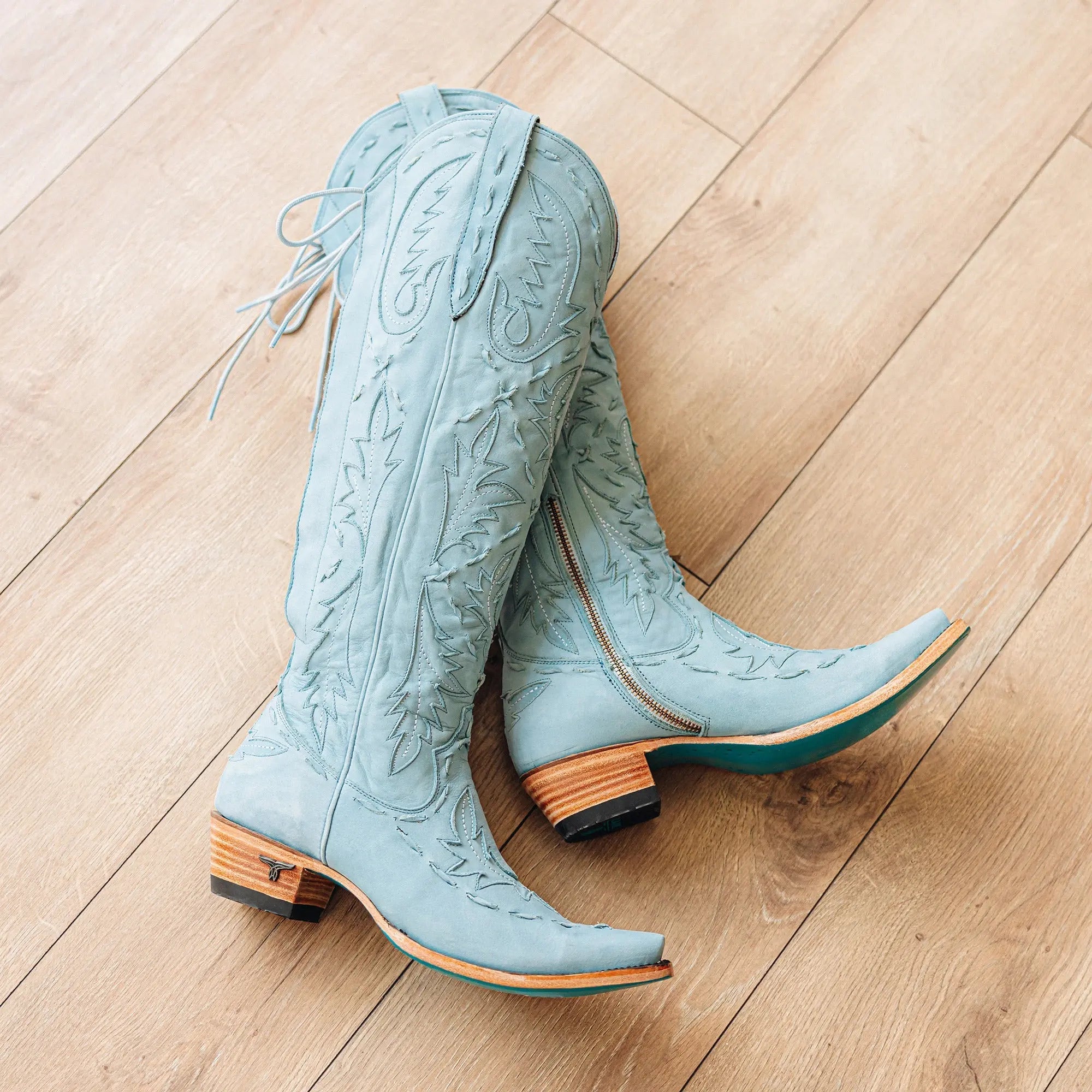 Corset Knee Highs with Laces in Powder Blue