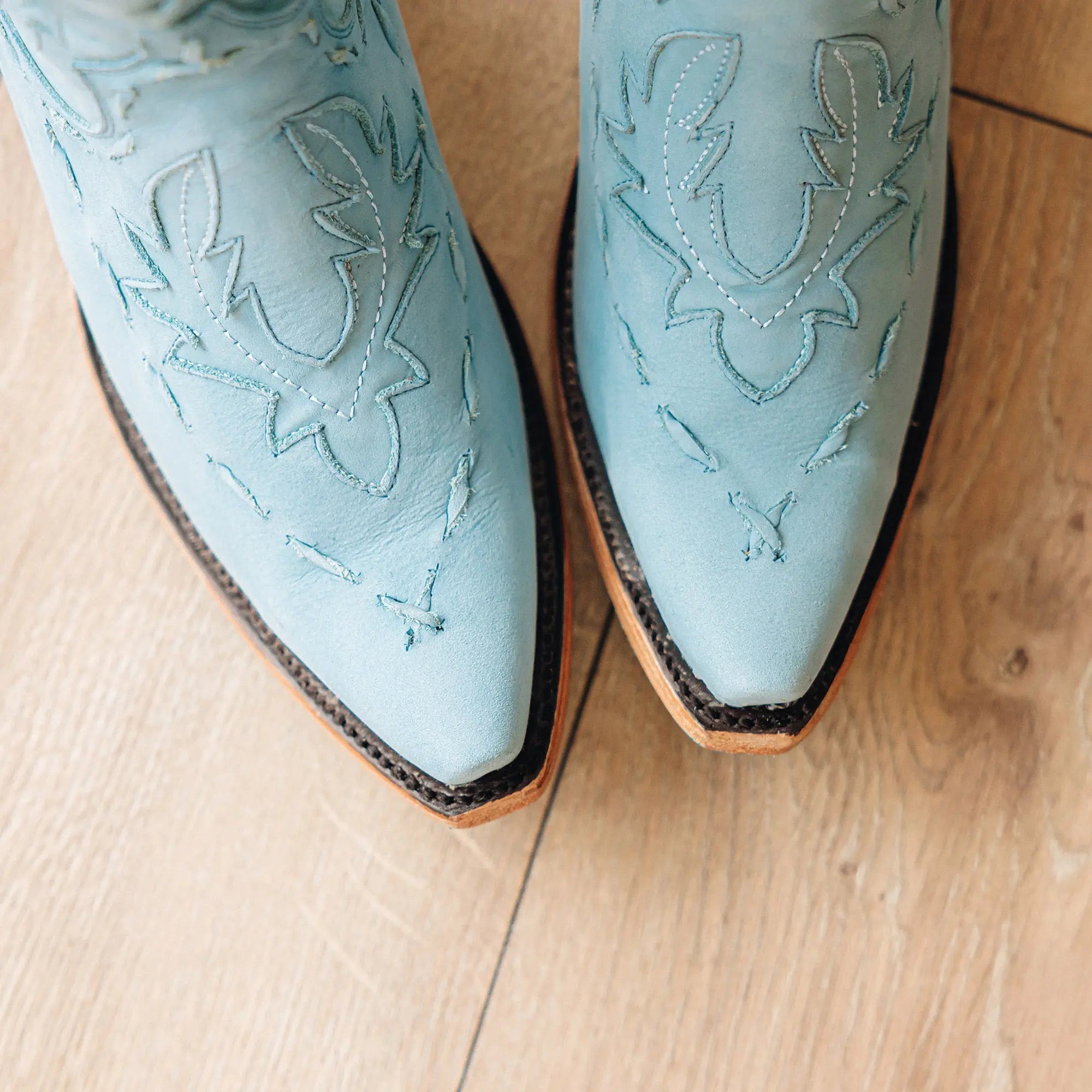 Corset Knee Highs with Laces in Powder Blue