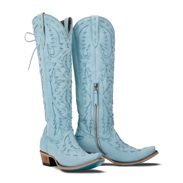 Corset Knee Highs with Laces in Powder Blue