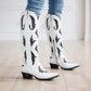 White cowboy boots, lb0495b Reverie newsprint style