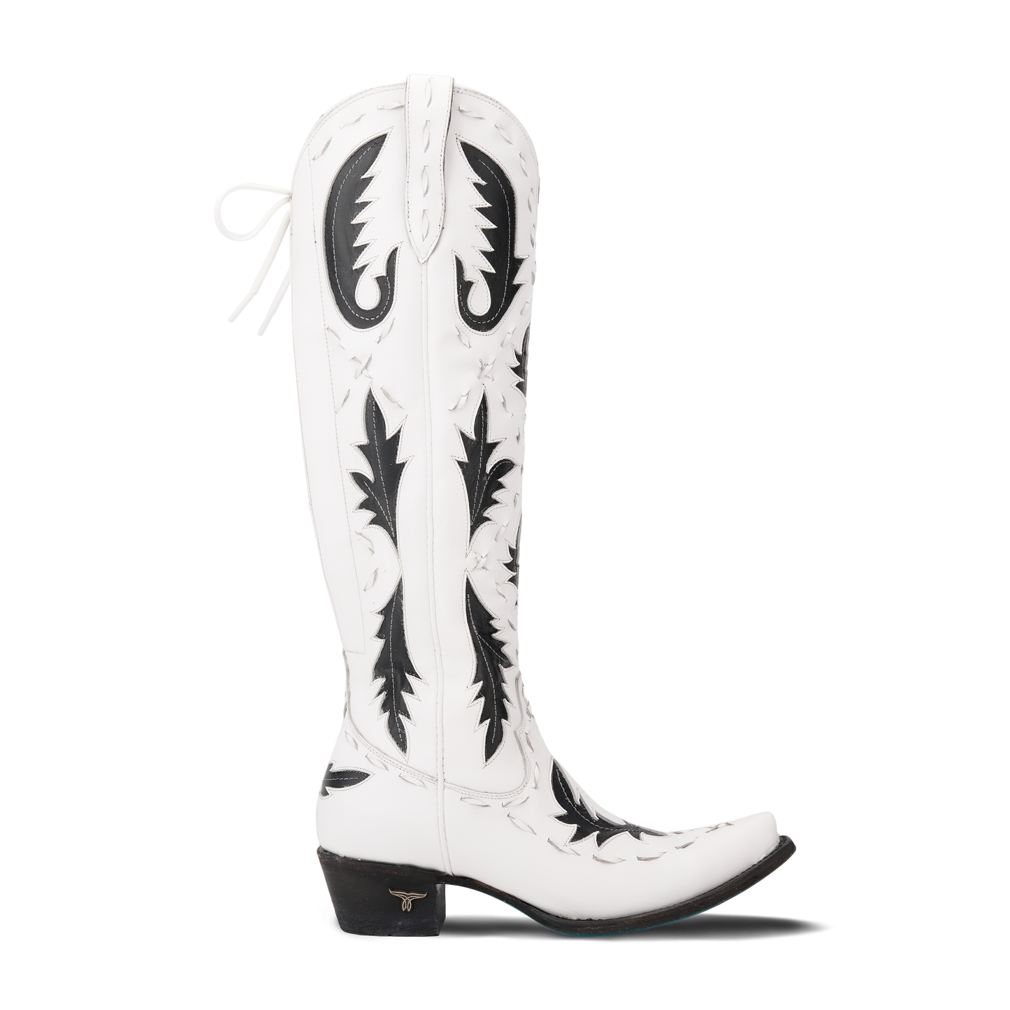 White Reverie newsprint cowboy boot