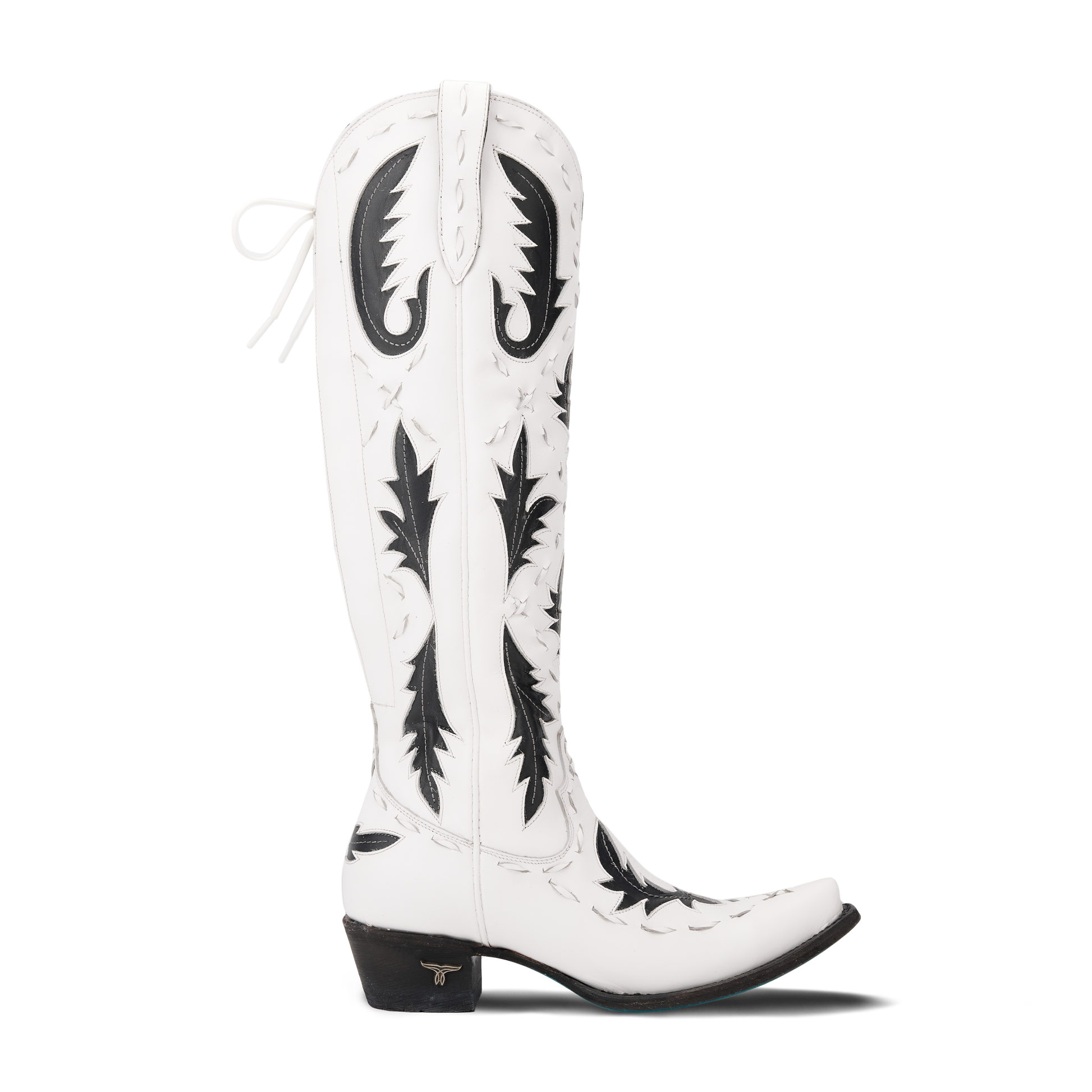 White Reverie newsprint cowboy boot
