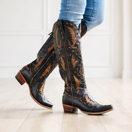 Jet black & burnt caramel Reverie cowboy boots