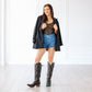 Reverie Knee High Corset - Jet Black and Burnt Caramel