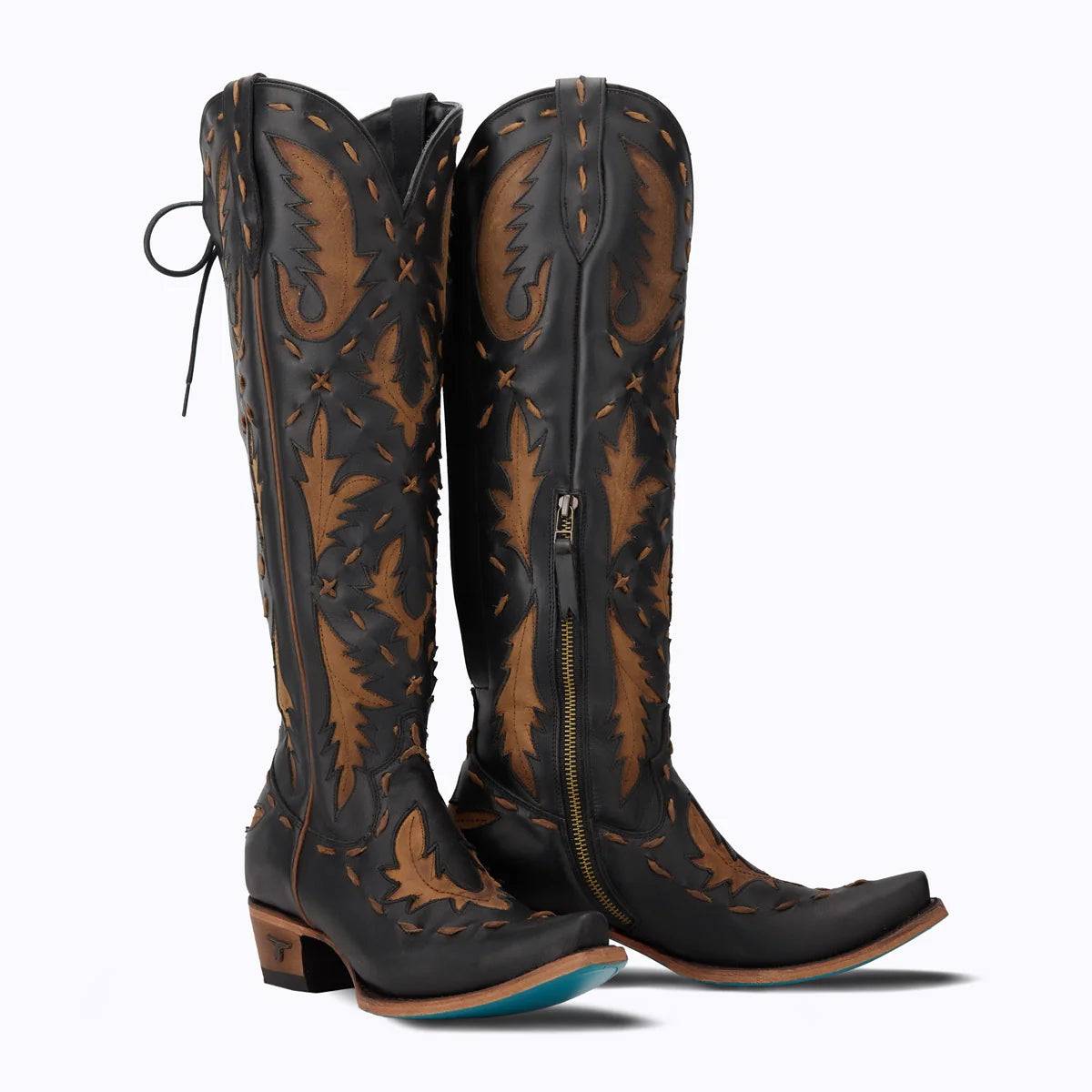 Jet black and burnt caramel Reverie cowboy boots