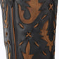 Jet black and burnt caramel leather Reverie boot detail
