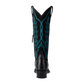 Black and turquoise carbon croc cowboy boot