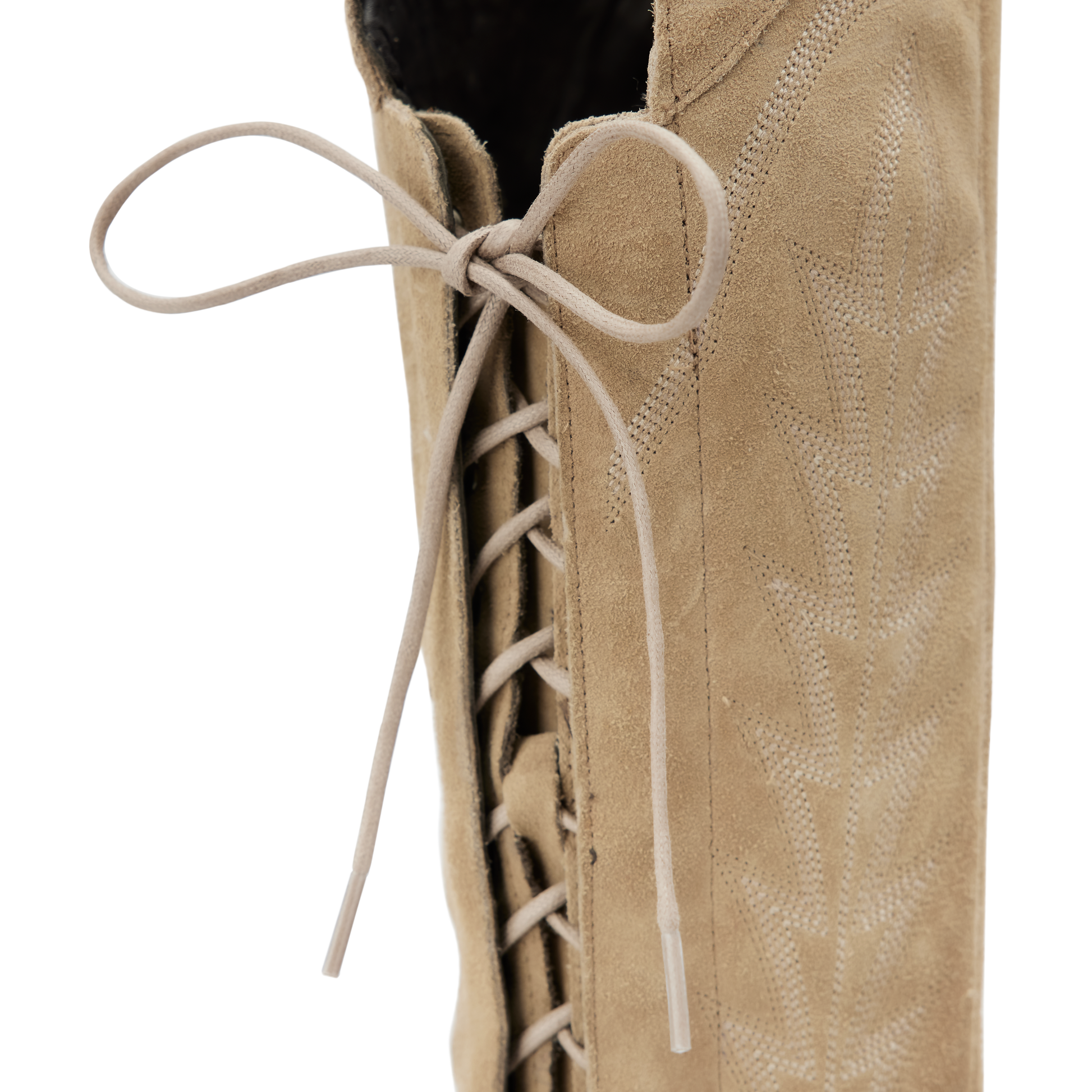 Lexington OTK Latte Boot - Close-up of Lacing