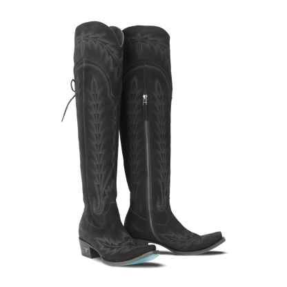 Black suede Lexington over-the-knee boots