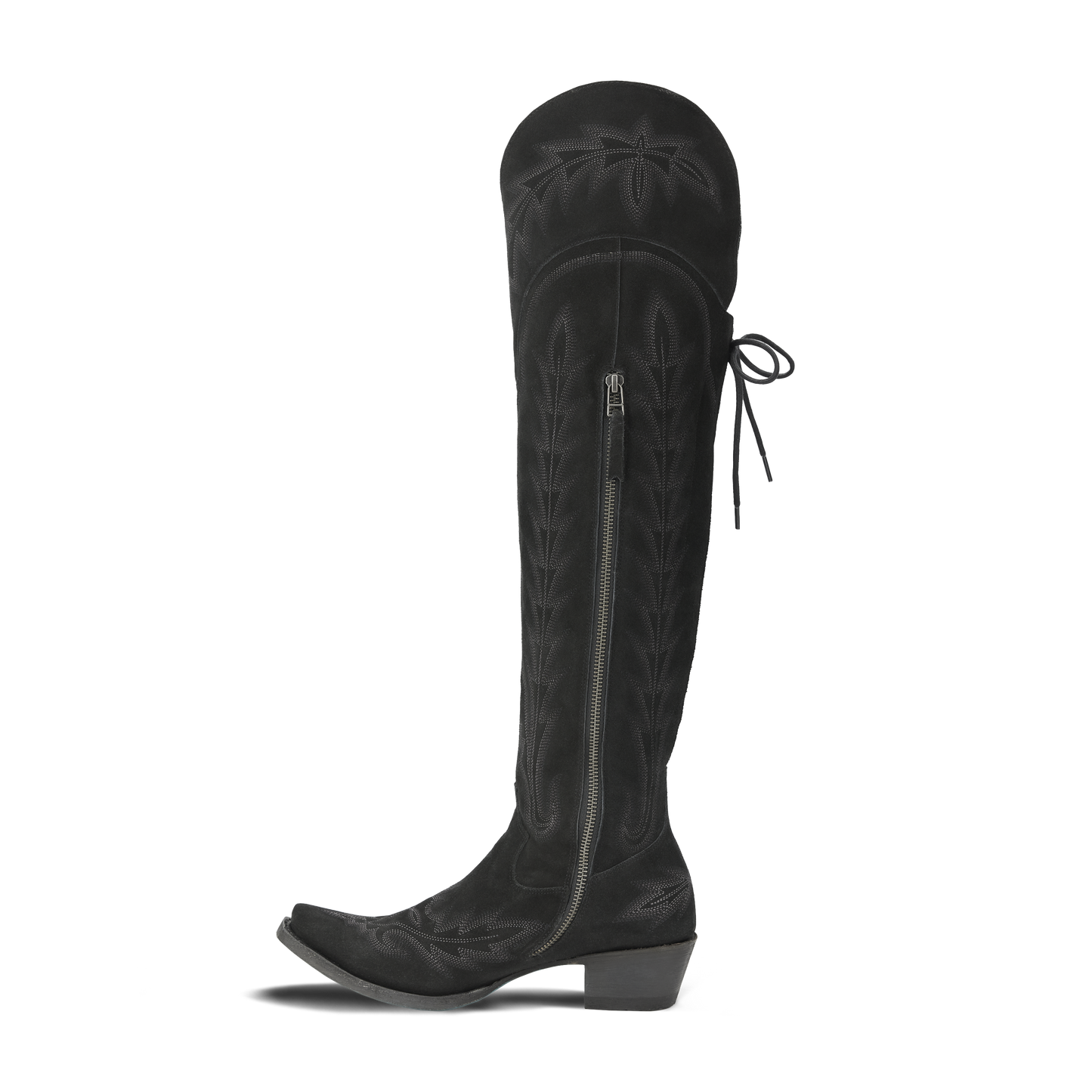 Black suede Lexington over-the-knee boot for PS5