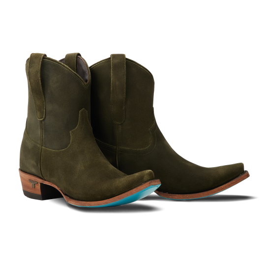 Emma Jane Bootie - Olive Suede