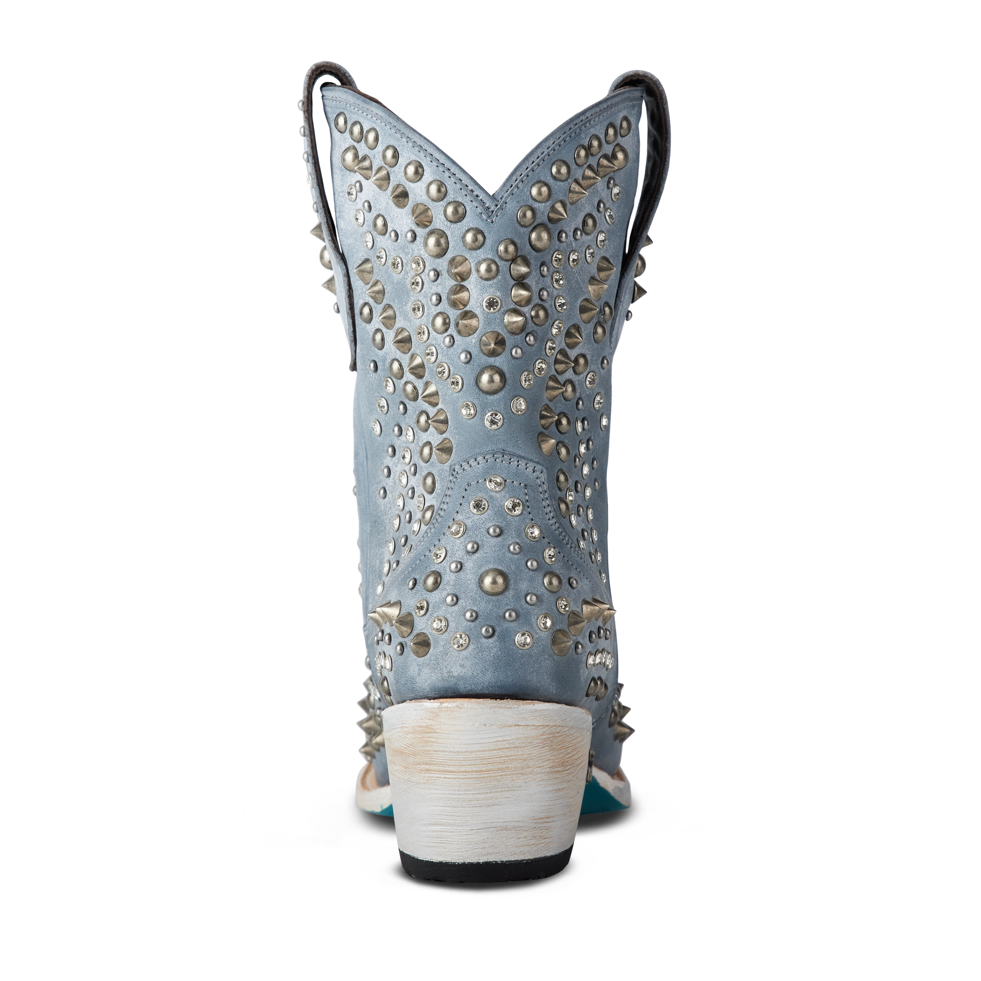 Washed Denim Dolly Bootie with Studs