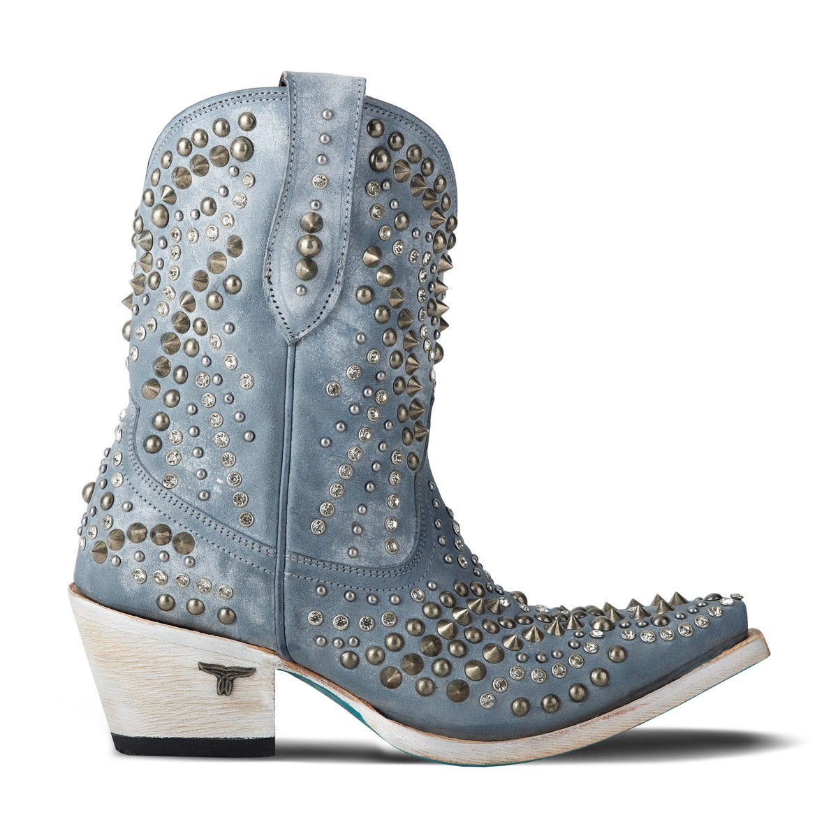 Washed Denim Dolly Bootie with Studs