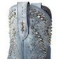 Dolly Bootie in Washed Denim with Studs