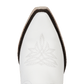 White leather cowboy boot toe with embroidered design