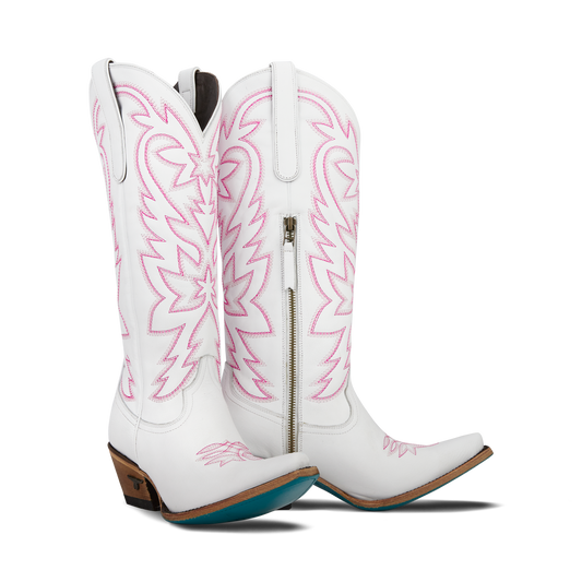 White & neon pink Smokeshow cowboy boots