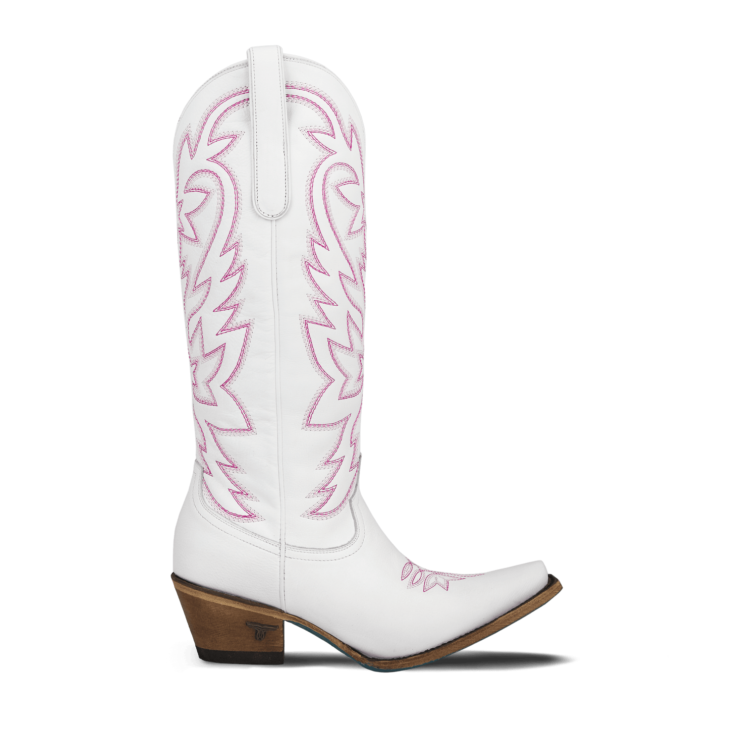 White and neon pink cowboy boot