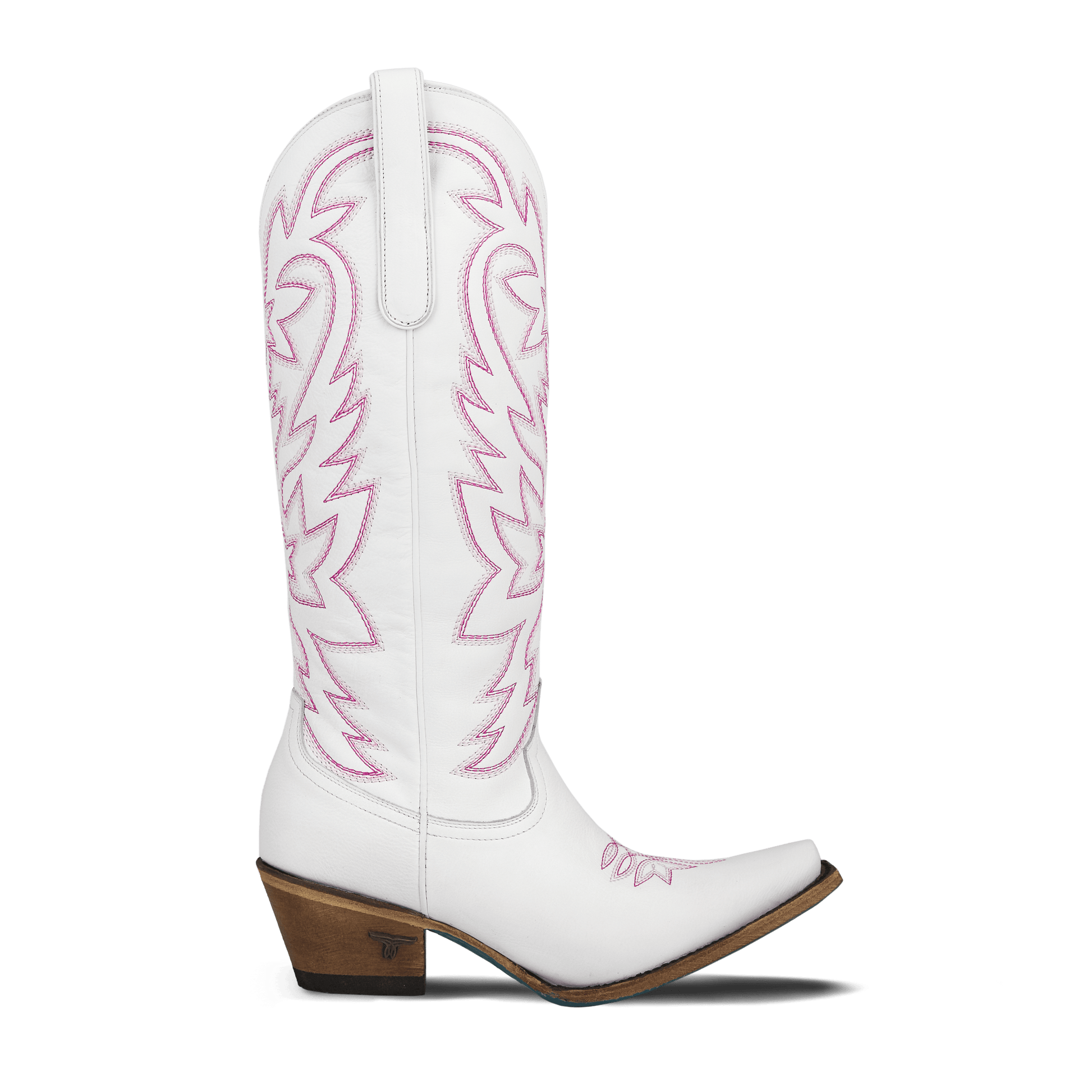 White and neon pink cowboy boot