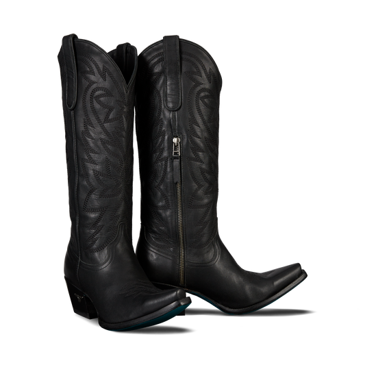 Black leather cowboy boots - lb0526d Smokeshow Jet Black