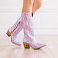 Lavender metallic cowboy boots