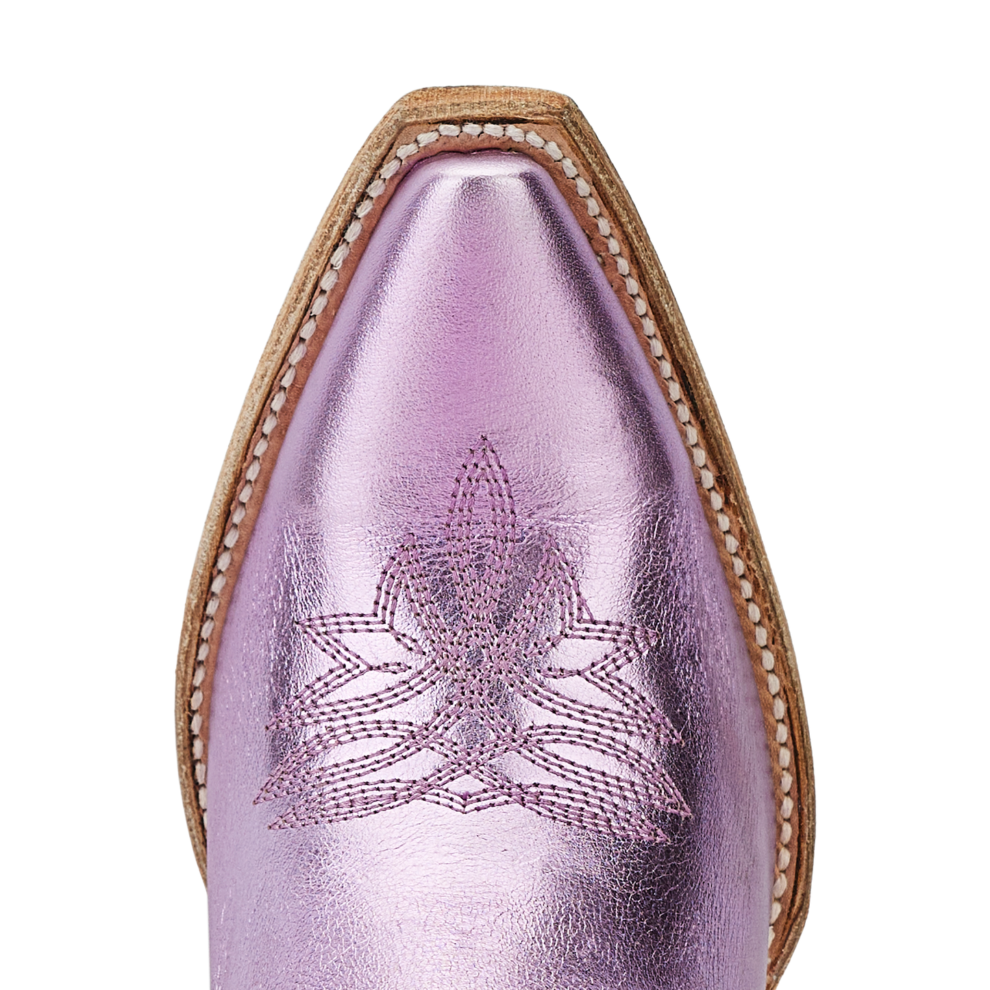 Lavender metallic Smokeshow cowboy boot toe.