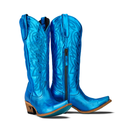 Blue metallic cowboy boots