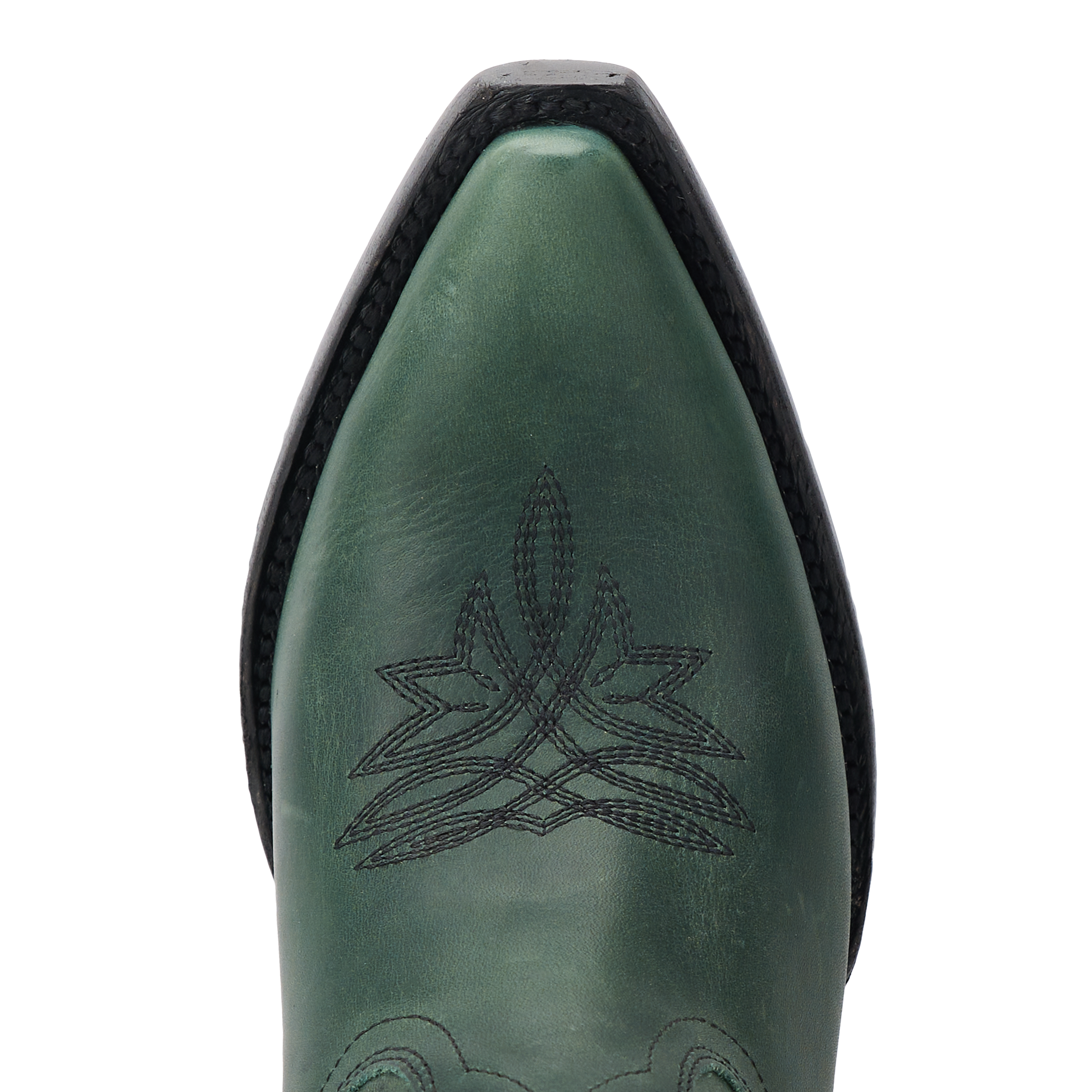 Emerald green Smokeshow cowboy boot toe.