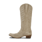 Squash blossom cowboy boot in tan suede