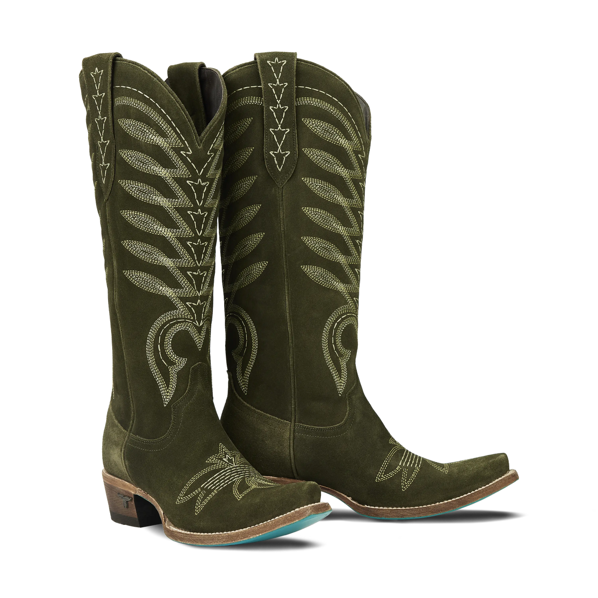 Squash Blossom Boot in Olive Suede for Western Fashion