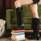 Jentry Knee High Boot - Jet Black & Soft Black Suede