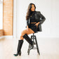 Jentry Knee High Boot - Jet Black & Soft Black Suede