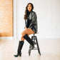 Jentry Knee High Boot - Jet Black & Soft Black Suede
