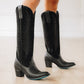 Jentry Knee High Boot - Jet Black & Soft Black Suede